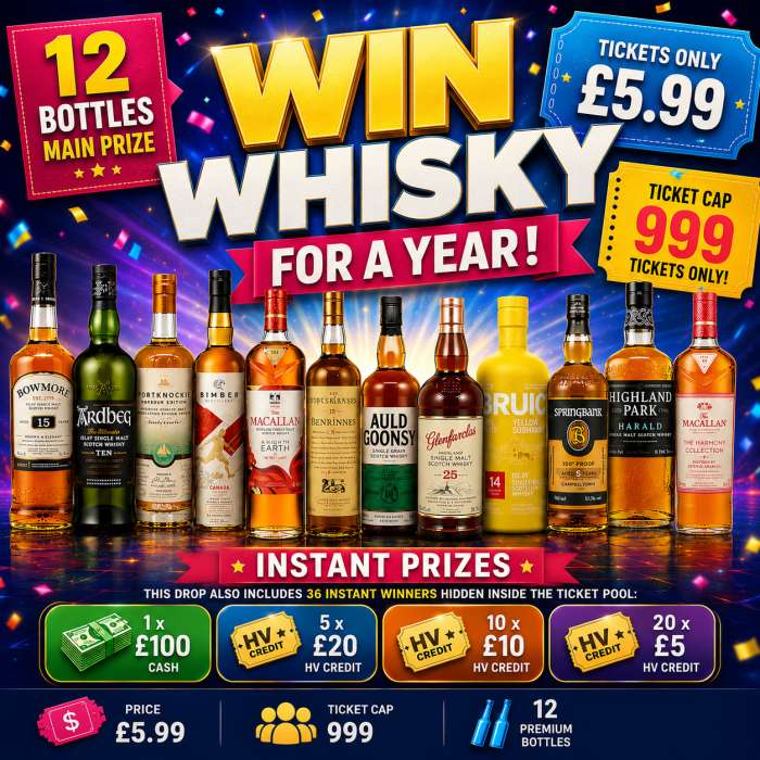 WIN WHISKY FOR A YEAR - 12 Bottles