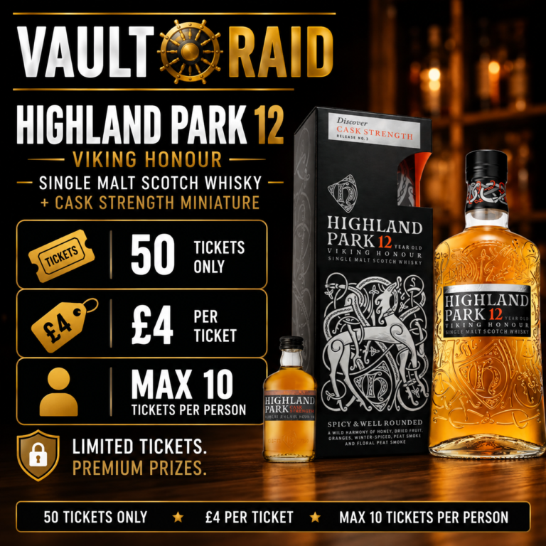 HIGHLAND PARK 12 YEAR OLD VIKING HONOUR + CASK STRENGTH MINATURE – VAULT RAID