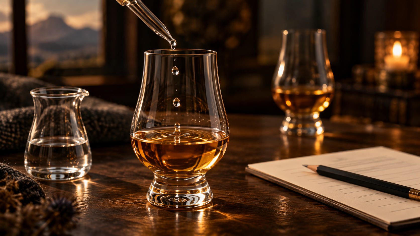 Adding water to whisky and tasting again